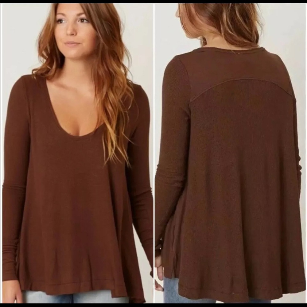 Free People Malibu Thermal Tunic Brown XS